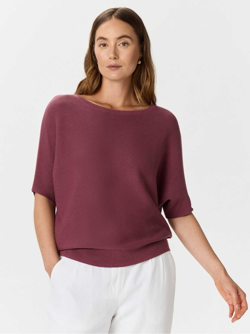Quince Women’s Cotton Cashmere Link-Stitch Dolman Sweater - Size Medium